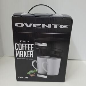 Ovente 2 Cup Drip Coffee Maker w/ 2 Ceramic Mugs Brand New NIB CMDD2MB